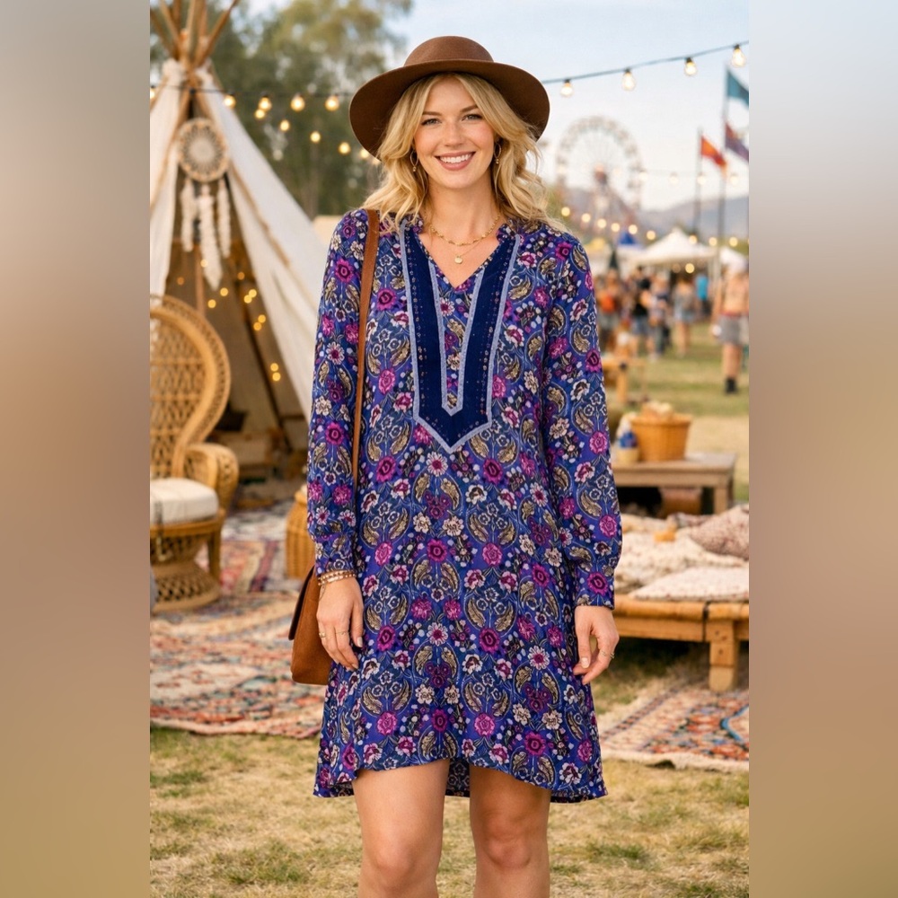 Matilda Jane “Thoughts and Dreams” Boho Floral Crochet Dress Size Medium NWT